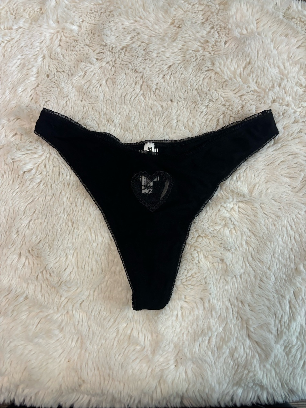 NWT PINK Victoria's Secret Smoke Show Cut Out Black Thong Panty